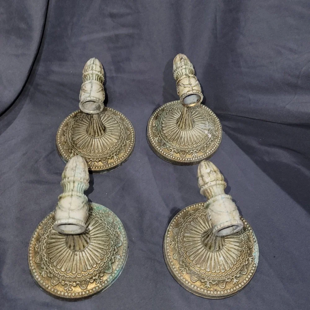 Vintage Melard Renaissance Antique White Metal Towel Holder Brackets USA Made